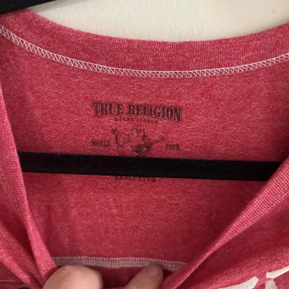 True Religion Red Vintage Style Bandana 56 Graphic T-Shirt Oversized